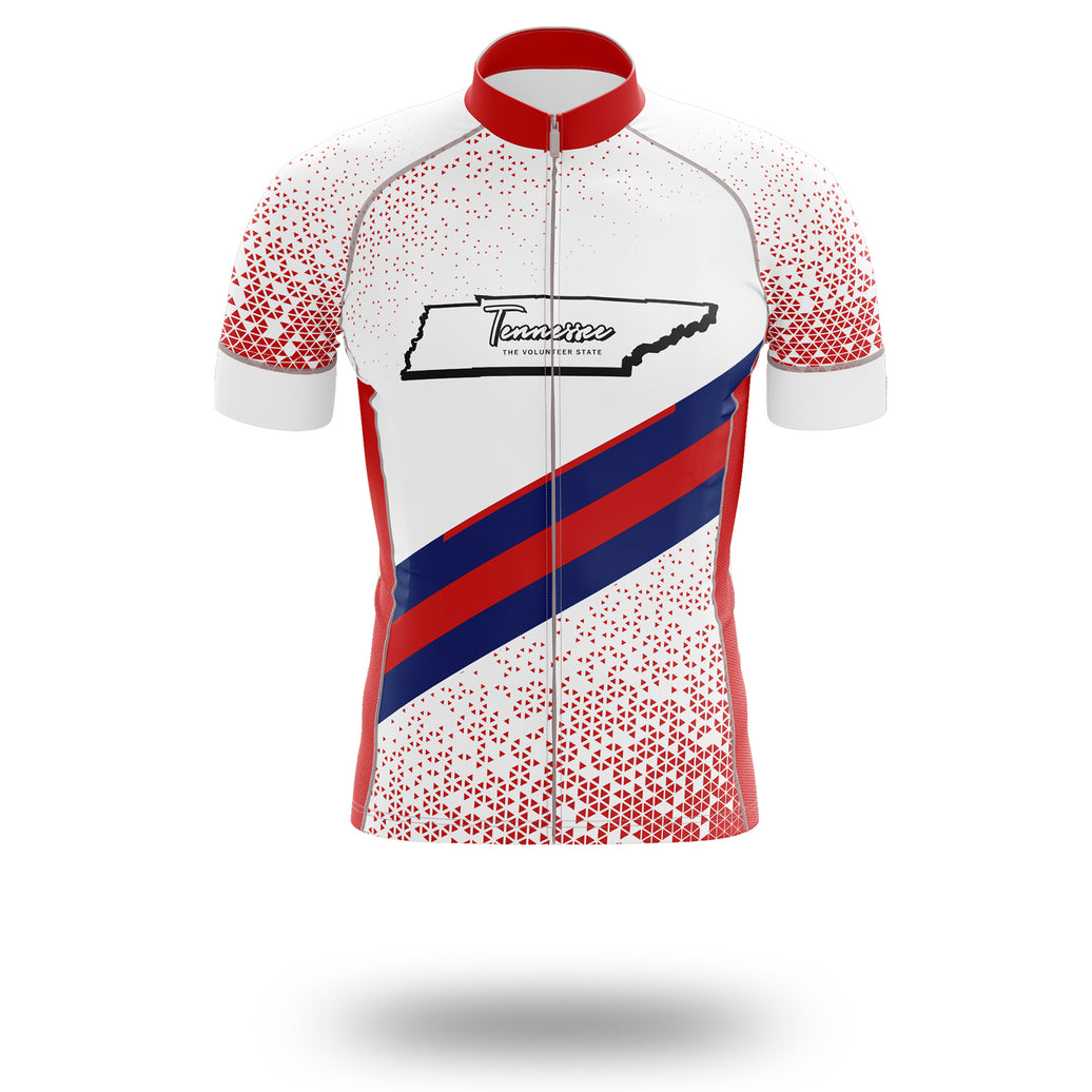 Tennessee Cycling Jersey, Tennessee Map Cycling Jersey - Short Sleeve Cycling Jersey-White