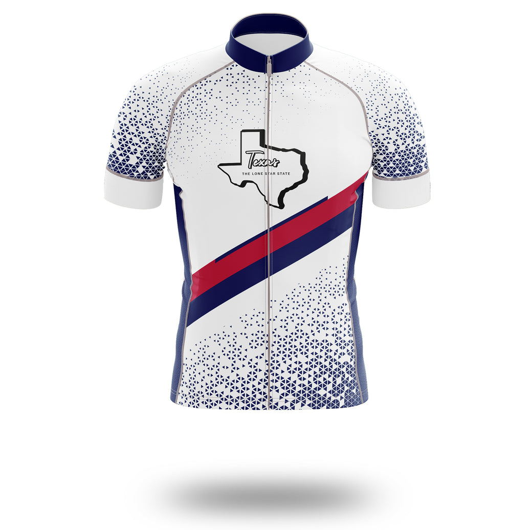 Texas Cycling Jersey, Texas Map Cycling Jersey - Short Sleeve Cycling Jersey-White