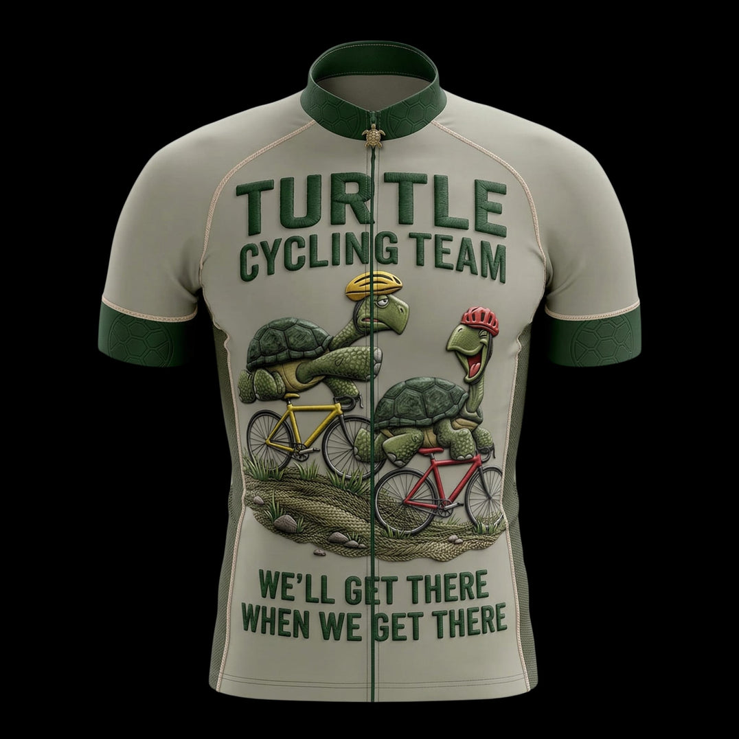 Turtle Cycling Team We'll Get There When We Get There Cycling Jersey, Cycling Bicycle Shirt - Men's Short Sleeve Jersey - S