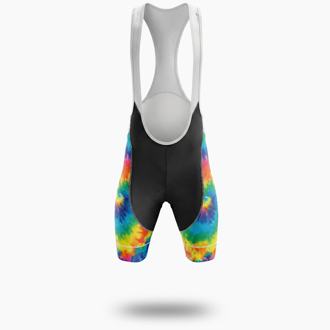 Tye Die Peace Love Ride Men's Colorful Cycling Jersey - Bib Shorts-White