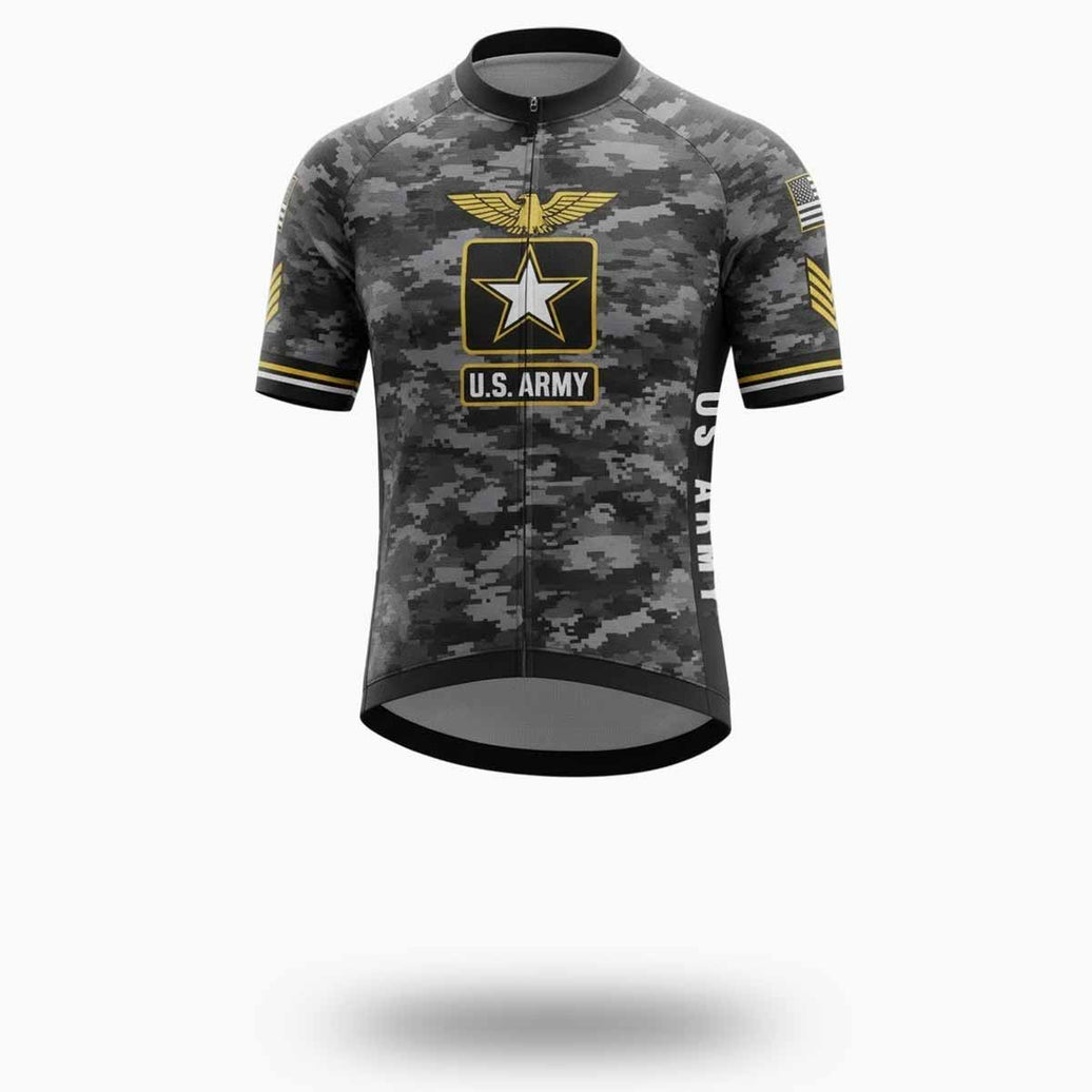 US Army Black Camo Cycling Jersey, Cycling Full Kit - Short Sleeve Cycling Jersey-White