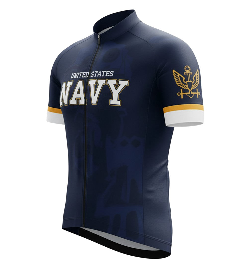 U.S Navy Blue Cycling Jersey For Men, Navy Cycling Kit - Short Sleeve Cycling Jersey-Navy