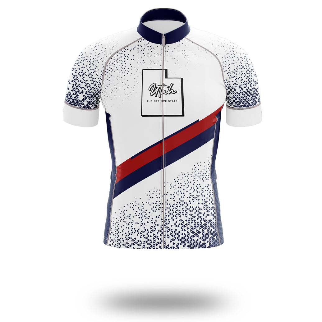 Utah Cycling Jersey, Utah Map Cycling Jersey - Short Sleeve Cycling Jersey-White