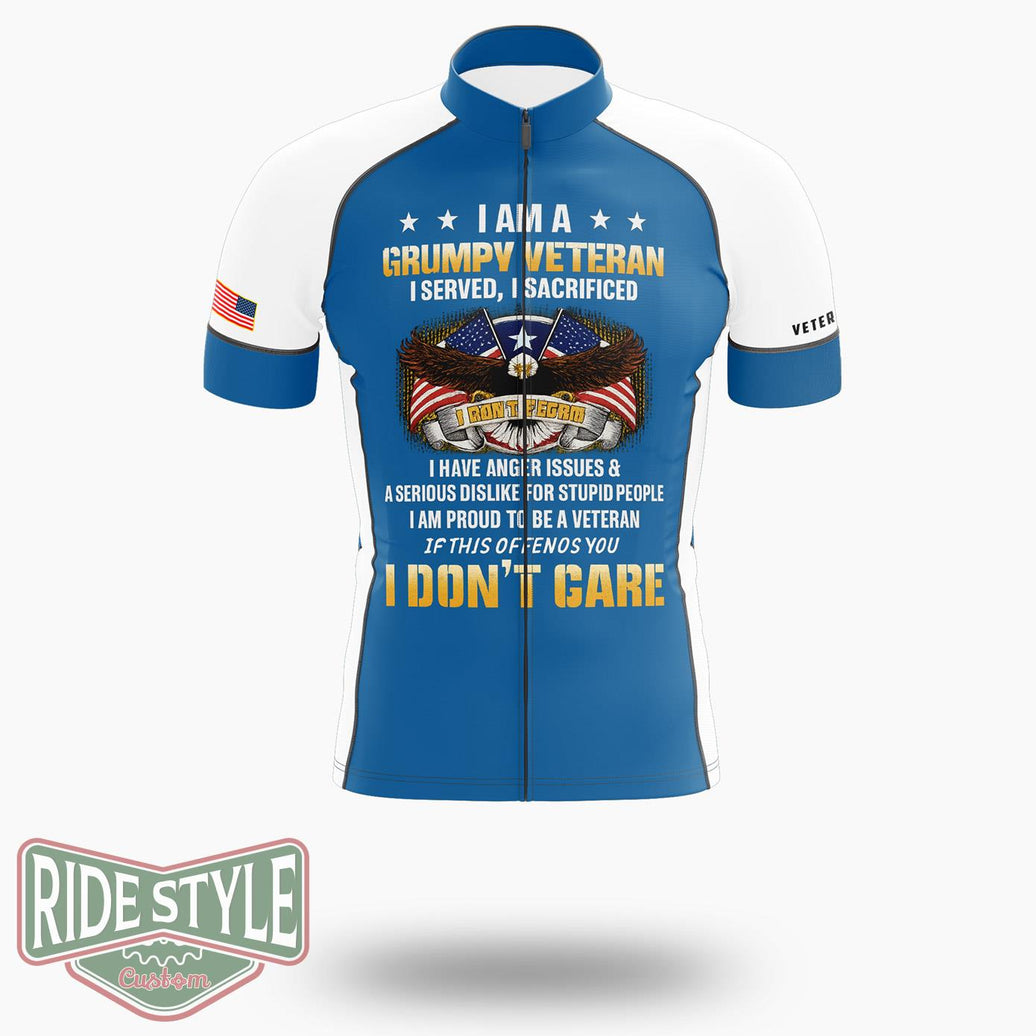 Veterans Day I Am A Grumpy Old Veteran Classic Cycling Jersey - Short Sleeve Cycling Jersey-White