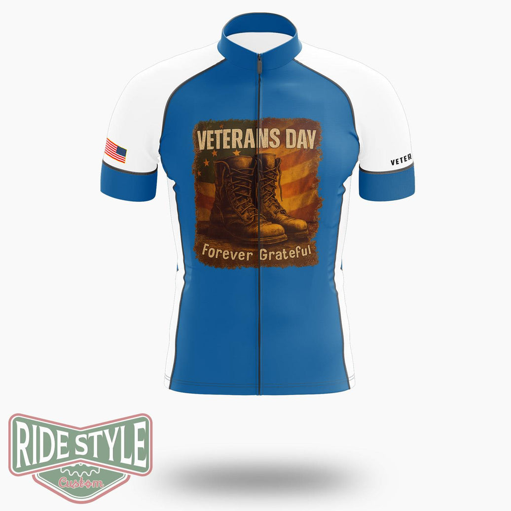 Veterans Day Tribute Tee Grateful Veteran Cotton Cycling Jersey - Short Sleeve Cycling Jersey-White