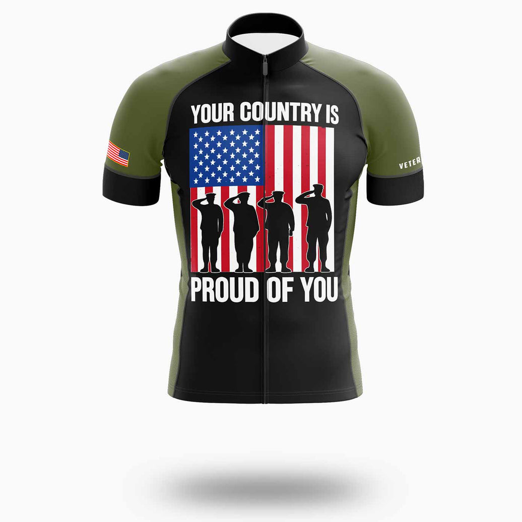 Veterans Day, Your Country Is Pround Of You Veteran Cycling Jersey Short Sleeve - Short Sleeve Cycling Jersey-White