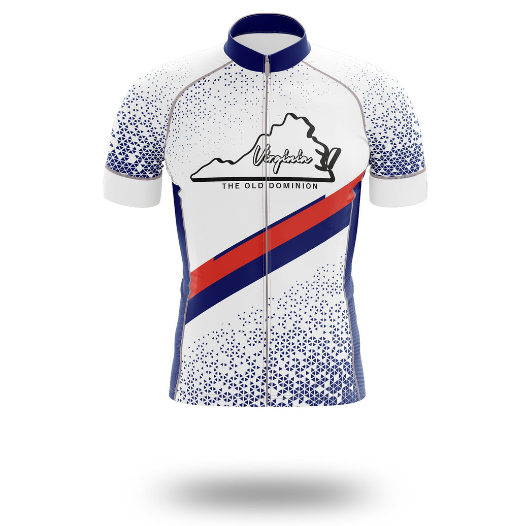 Virginia Cycling Jersey, Virginia Map Cycling Jersey - Short Sleeve Cycling Jersey-White