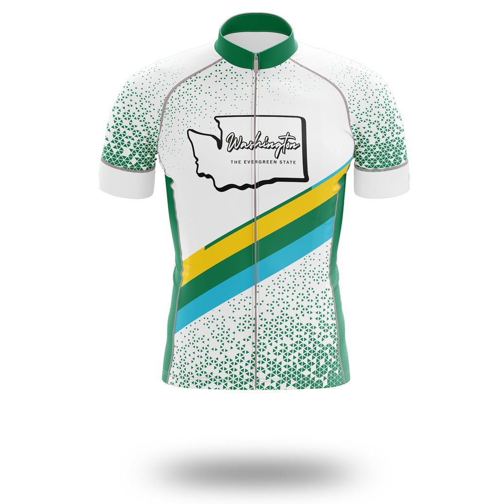 Washington Cycling Jersey, Washington Map Cycling Jersey - Short Sleeve Cycling Jersey-White