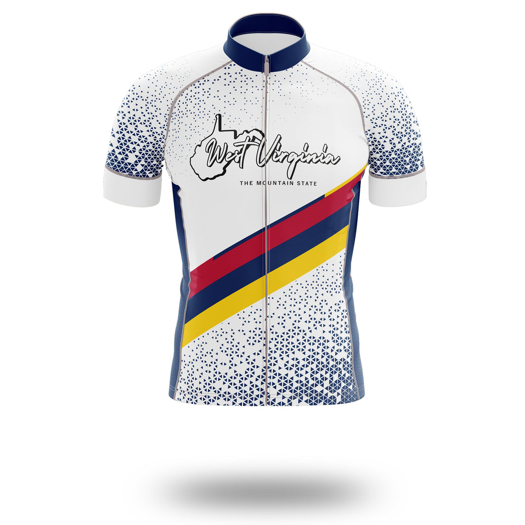 West Virginia Cycling Jersey, West Virginia Map Cycling Jersey - Short Sleeve Cycling Jersey-White