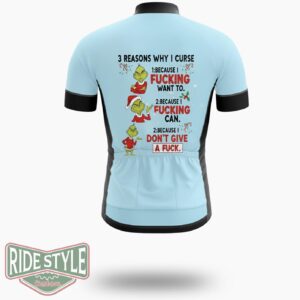 3 Reasons Why I Curse Fucking, Don't Give A Fuck Cycling Jersey Kit - Short Sleeve Cycling Jersey-White