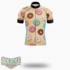 3D Donuts Ice Cream Full Print Cycling Jersey Kit - Short Sleeve Cycling Jersey-White
