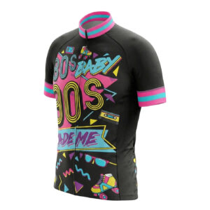 80s 90s Baby Made Me, Nostalgia 80s Cycling Jersey Full Kit - Short Sleeve Cycling Jersey-White