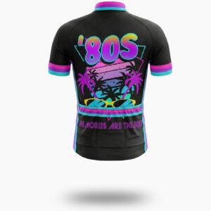 80s Tropical Retro, The 80s Memories, Miami Vice Bike Cycling Jersey - Short Sleeve Cycling Jersey-White