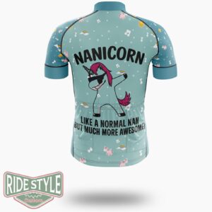 Awesome Nan Nana Nanny Unicorn Birthday Christmas Cycling Jersey Kit, Bicycle Clothing - Short Sleeve Cycling Jersey-White