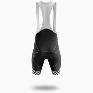 Black Men's Cycling Jersey, Custom Team Name, Personalized Name, Logo Team, Checkered Bike Jersey - Bib Shorts-White