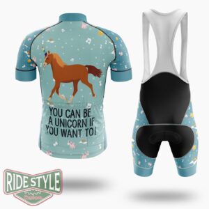 You Can Be A Unicorn Cycling Jersey Kit, Bicycle Clothing - Short Sleeve Cycling Jersey Kit-White