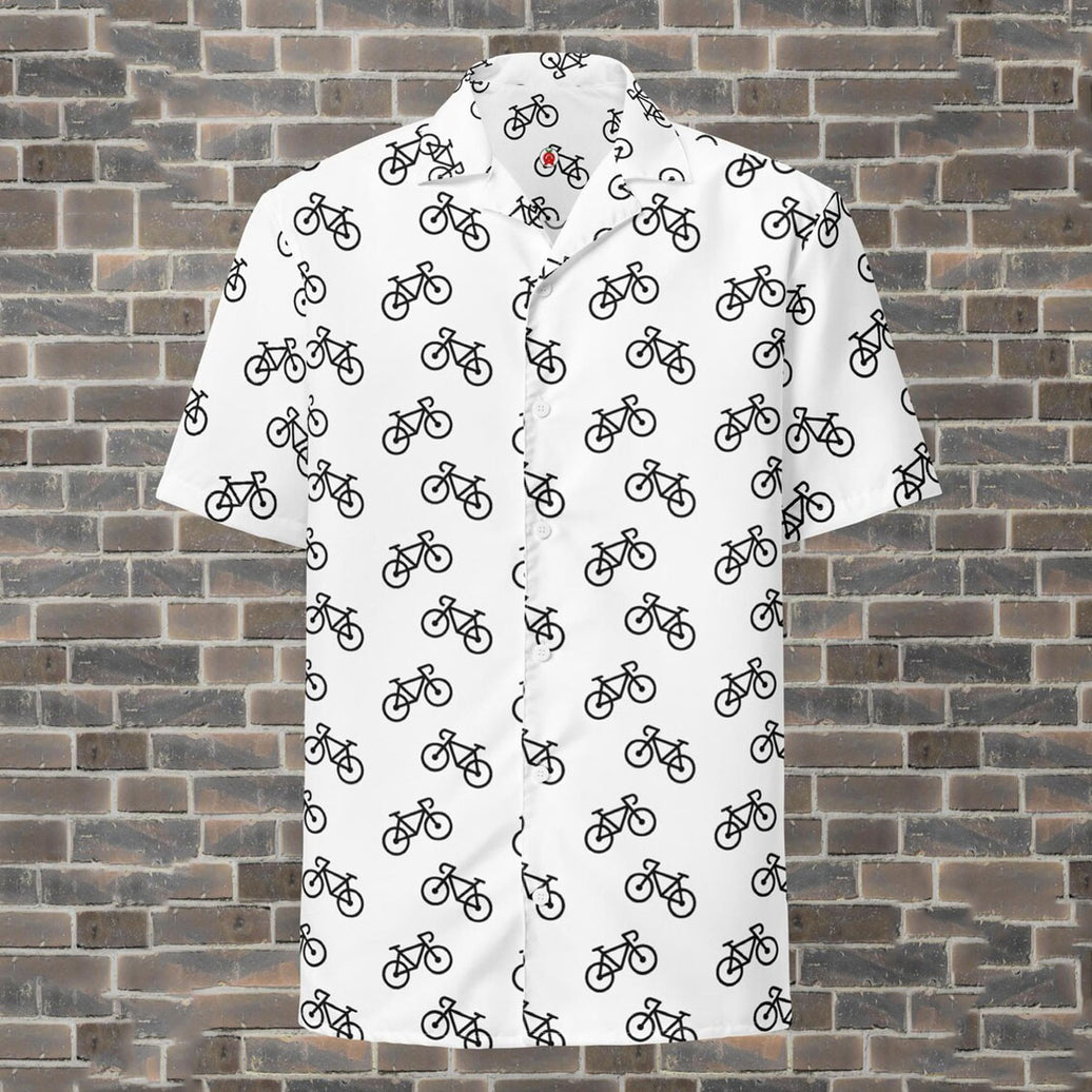 Bicycle Pattern Hawaiian Shirt, Button Up Premium Gift for Cyclists Shirt