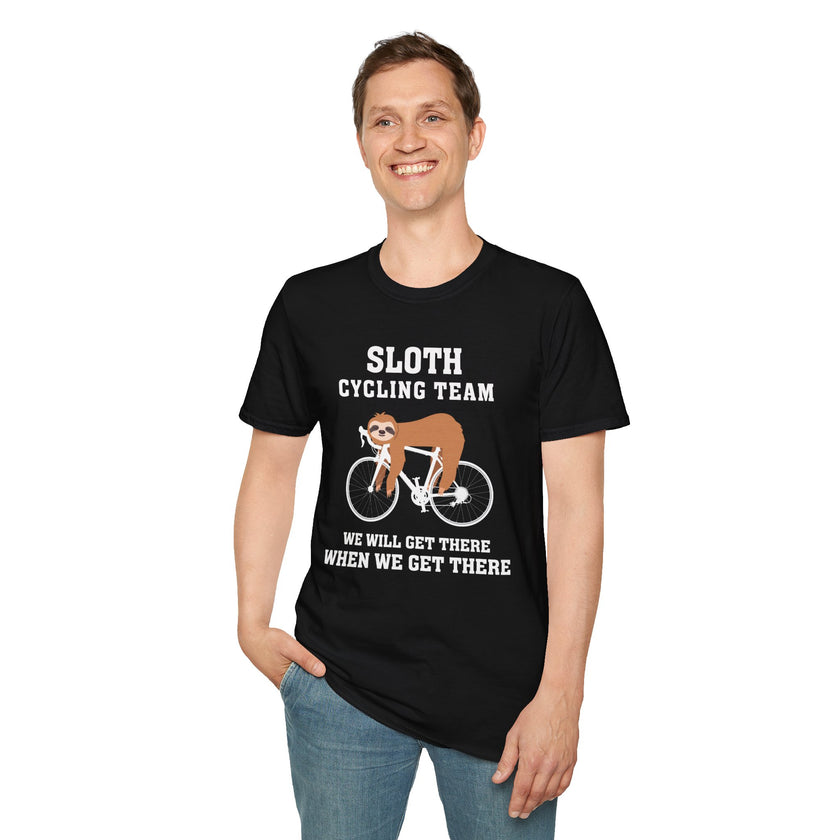 Sloth Cycling Team We'll Get There When We Get There Funny Sloth Cycling T-Shirt