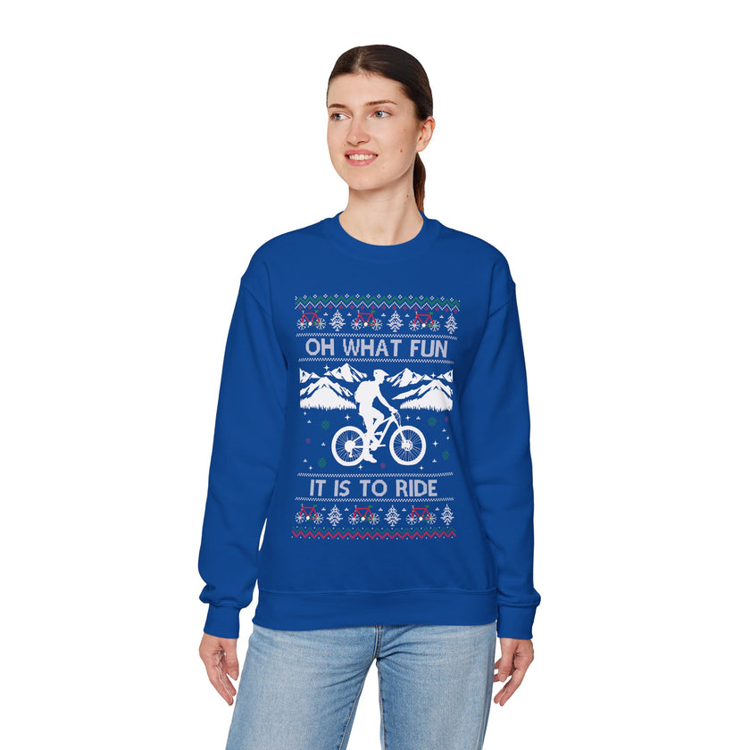 Mountain Bike Ugly Christmas Sweatshirt, MTB Oh What Fun It Is To Ride Sweatshirt