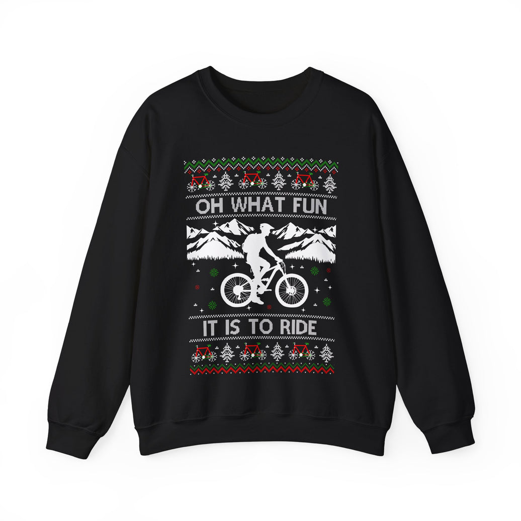 Mountain Bike Ugly Christmas Sweatshirt, MTB Oh What Fun It Is To Ride Sweatshirt