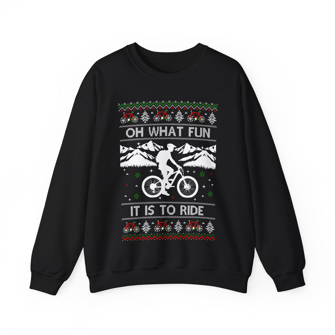 Mountain Bike Ugly Christmas Sweatshirt, MTB Oh What Fun It Is To Ride Sweatshirt