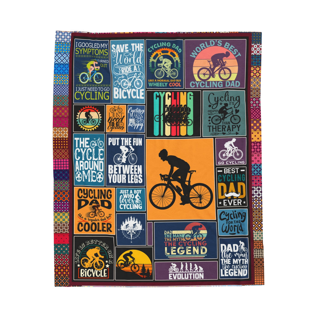 Cycling Blanket, Love Bicycle Blanket, Love Cycling, Gift For Cyclist Velveteen Plush Blanket