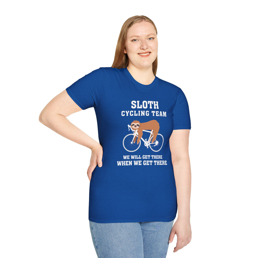 Sloth Cycling Team We'll Get There When We Get There Funny Sloth Cycling T-Shirt