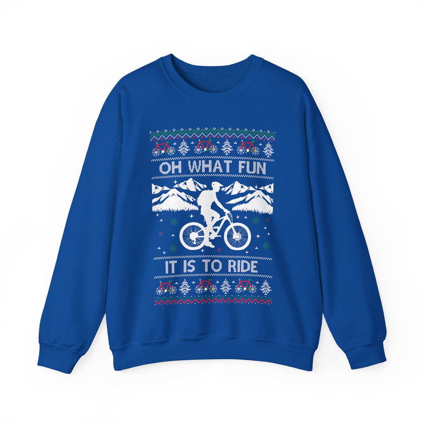 Mountain Bike Ugly Christmas Sweatshirt, MTB Oh What Fun It Is To Ride Sweatshirt