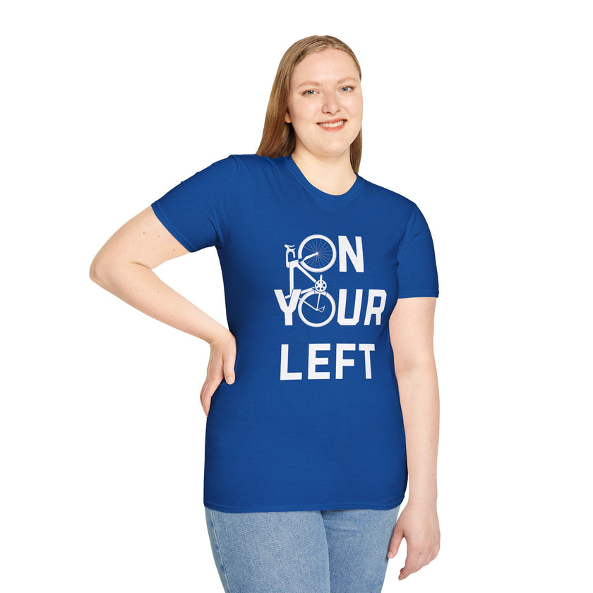 Cycling T-Shirt - 'On Your Left' Road Bike Design Shirt