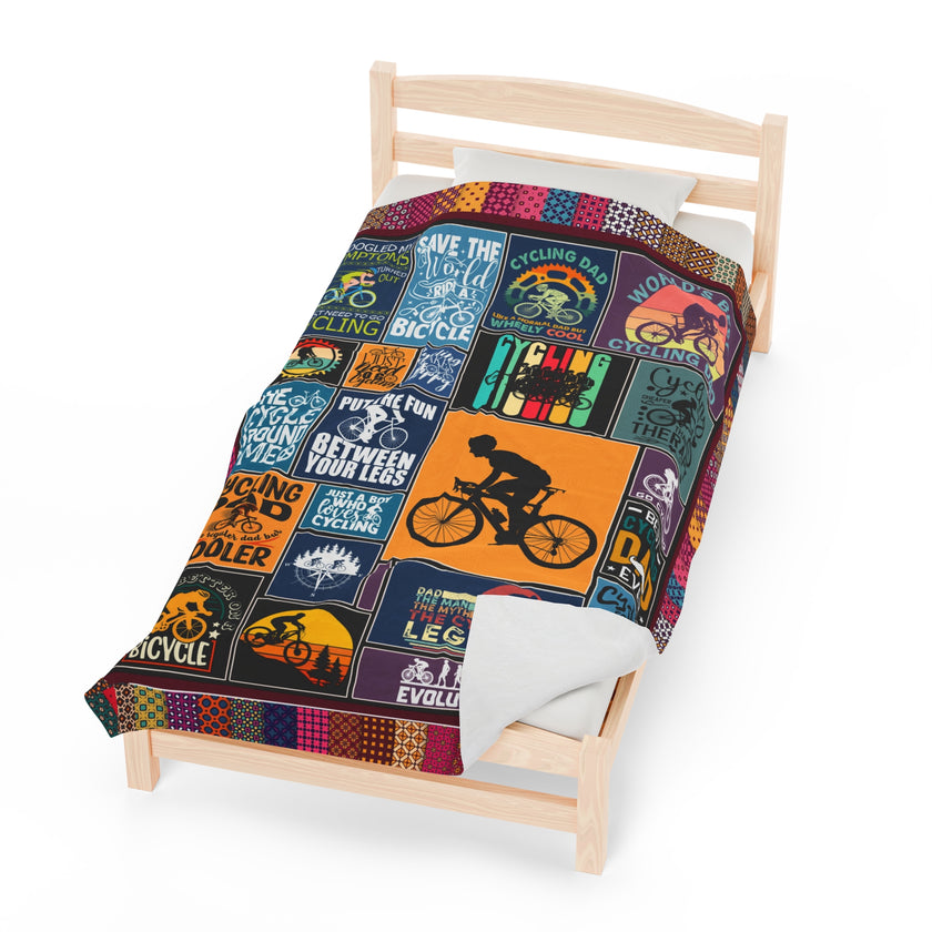 Cycling Blanket, Love Bicycle Blanket, Love Cycling, Gift For Cyclist Velveteen Plush Blanket