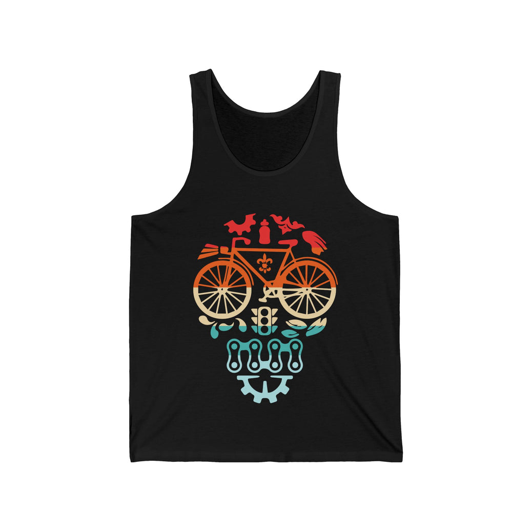 Cycling Skull, Bicycle Parth Skull Shirt, Bike Lover Gift Tank Top