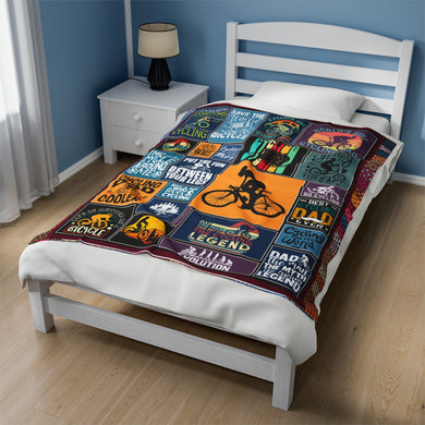 Cycling Blanket, Love Bicycle Blanket, Love Cycling, Gift For Cyclist Velveteen Plush Blanket