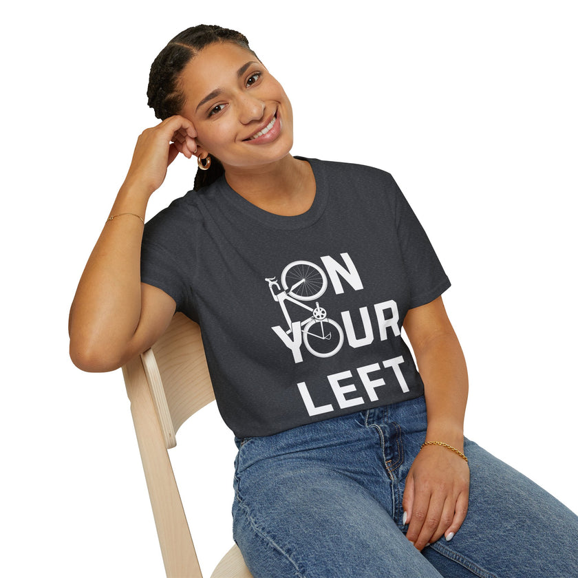 Cycling T-Shirt - 'On Your Left' Road Bike Design Shirt