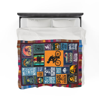 Cycling Blanket, Love Bicycle Blanket, Love Cycling, Gift For Cyclist Velveteen Plush Blanket