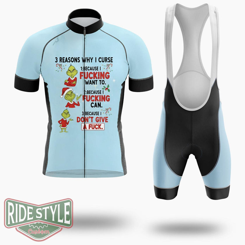 3 Reasons Why I Curse Fucking, Don't Give A Fuck Cycling Jersey Kit - Short Sleeve Cycling Jersey Kit-White