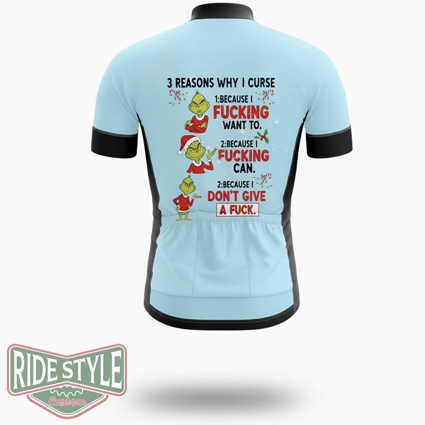 3 Reasons Why I Curse Fucking, Don't Give A Fuck Cycling Jersey Kit - Short Sleeve Cycling Jersey-White