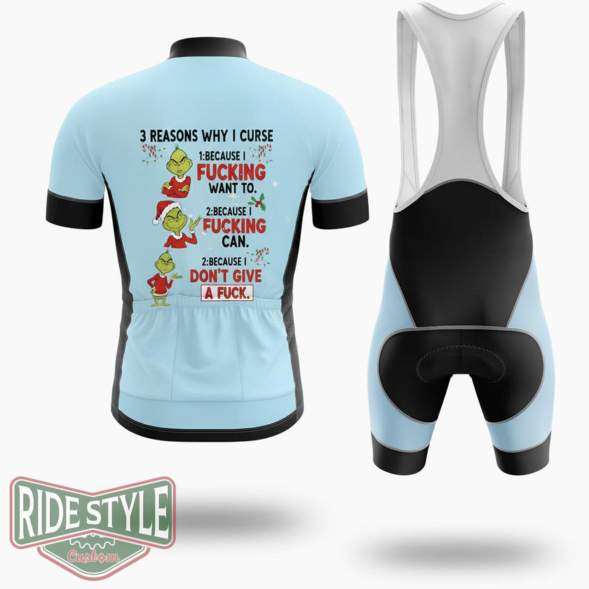 3 Reasons Why I Curse Fucking, Don't Give A Fuck Cycling Jersey Kit - Short Sleeve Cycling Jersey Kit-White