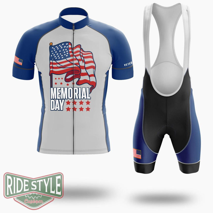 4th July American Flag Memorial Day Cycling Jersey Kit - Short Sleeve Cycling Jersey Kit-White