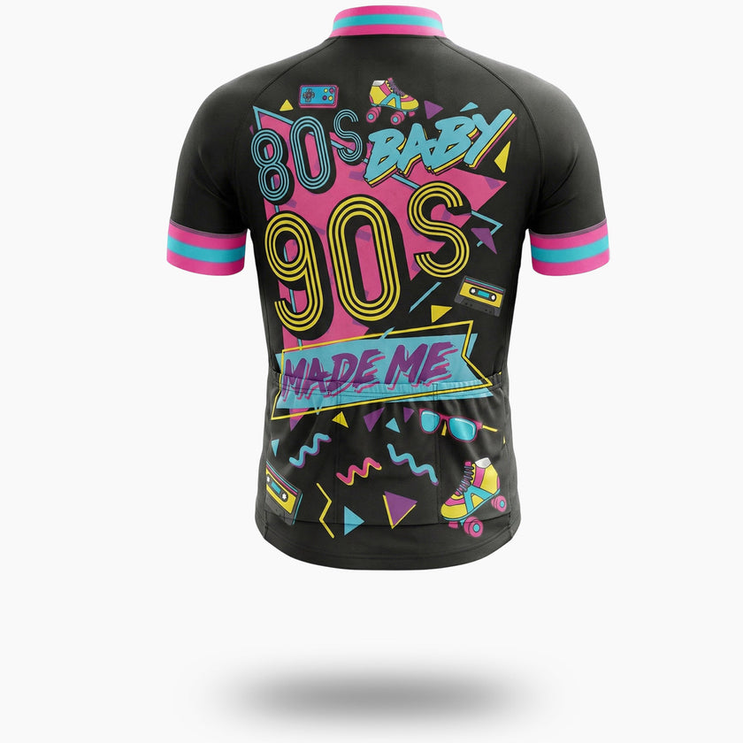 80s 90s Baby Made Me, Nostalgia 80s Cycling Jersey Full Kit - Short Sleeve Cycling Jersey-White