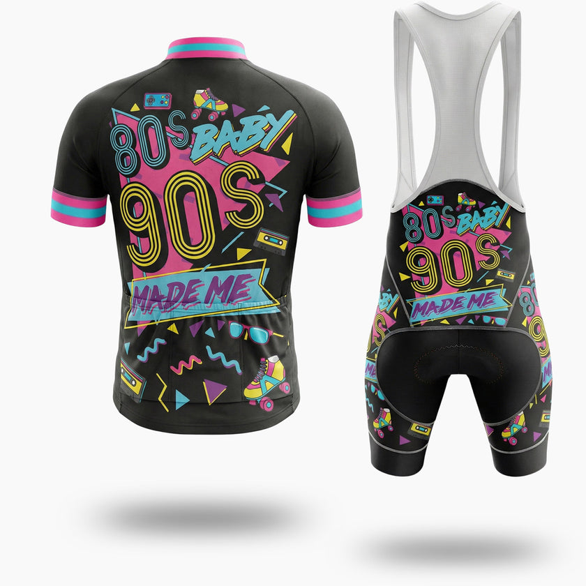 80s 90s Baby Made Me, Nostalgia 80s Cycling Jersey Full Kit - Short Sleeve Cycling Jersey Kit-White