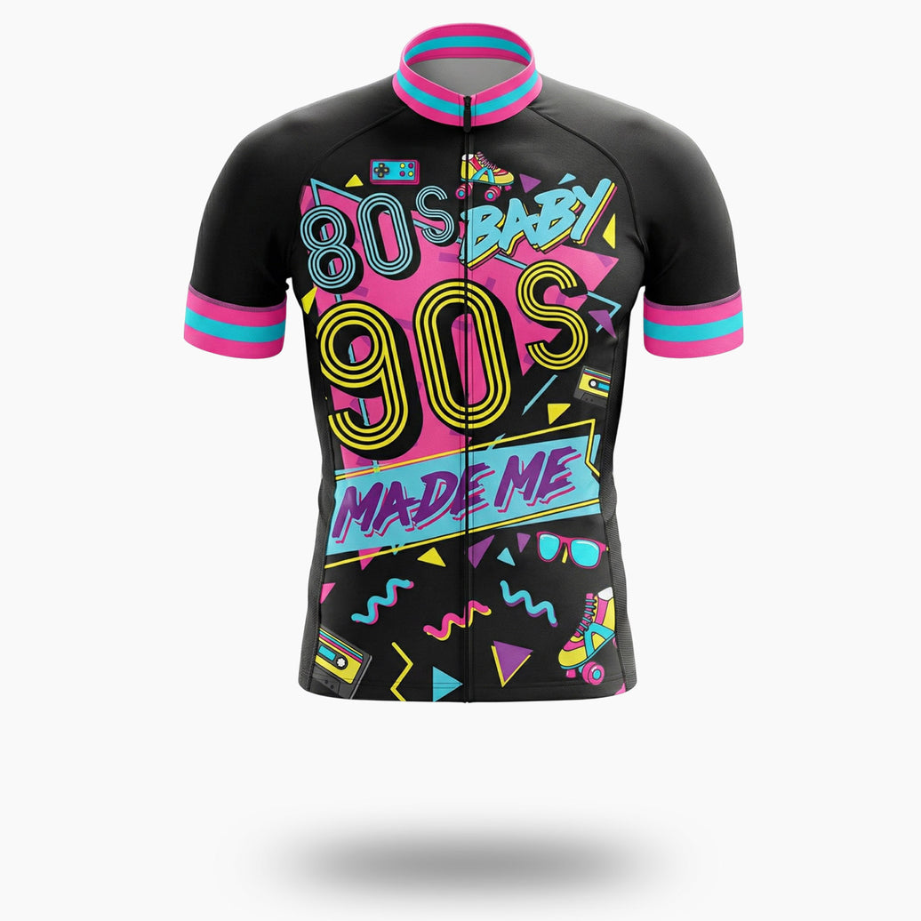 80s 90s Baby Made Me, Nostalgia 80s Cycling Jersey Full Kit - Short Sleeve Cycling Jersey-White