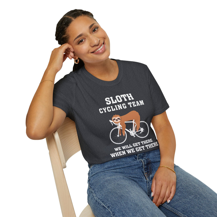 Sloth Cycling Team We'll Get There When We Get There Funny Sloth Cycling T-Shirt