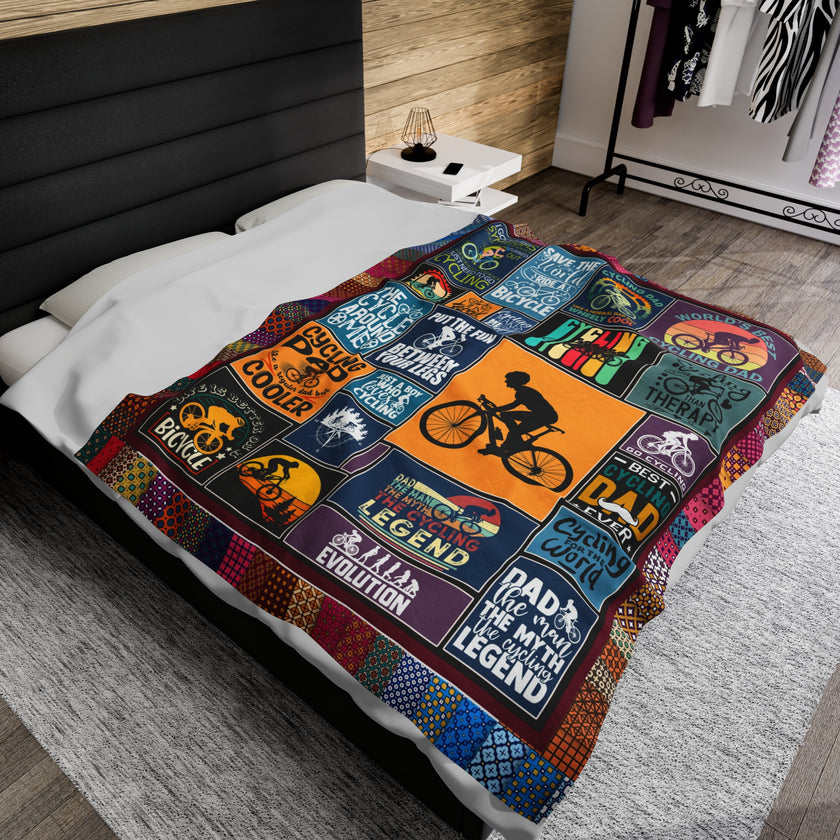 Cycling Blanket, Love Bicycle Blanket, Love Cycling, Gift For Cyclist Velveteen Plush Blanket