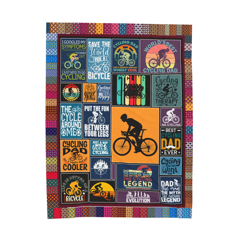 Cycling Blanket, Love Bicycle Blanket, Love Cycling, Gift For Cyclist Velveteen Plush Blanket