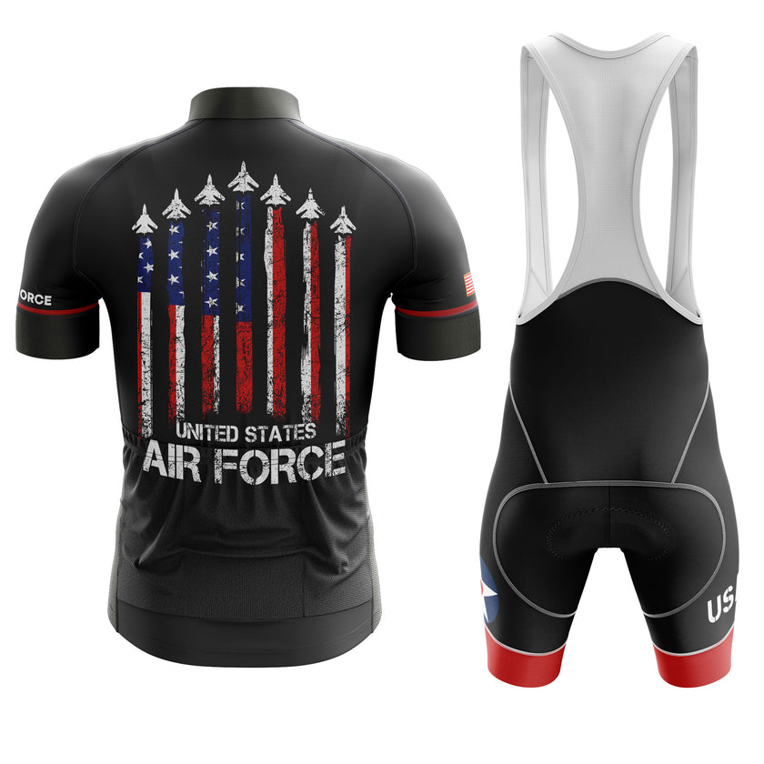 US Air Force, US Flag Aircraft Cycling Jersey Kit, Cycling Bib Shorts