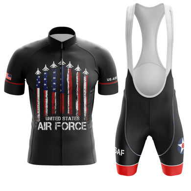 US Air Force, US Flag Aircraft Cycling Jersey Kit, Cycling Bib Shorts