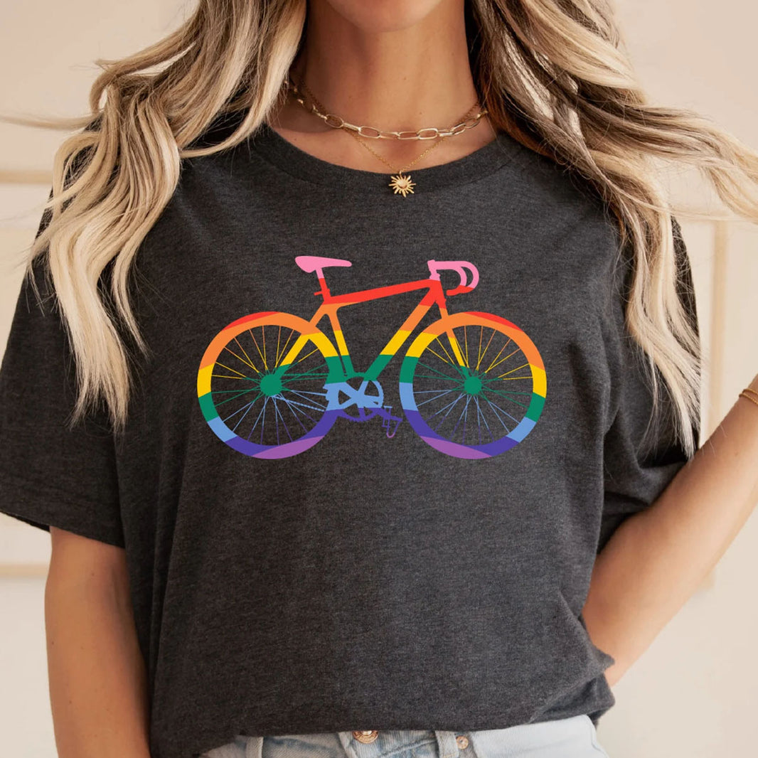 LGBT Bike Shirt, Queer Biking TShirt, Rainbow Cyclist T-Shirt, LGBTQ Pride Shirt