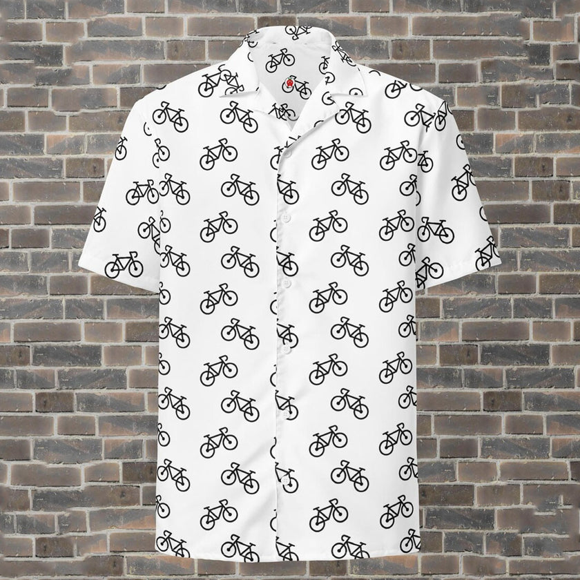 Bicycle Pattern Hawaiian Shirt, Button Up Premium Gift for Cyclists Shirt