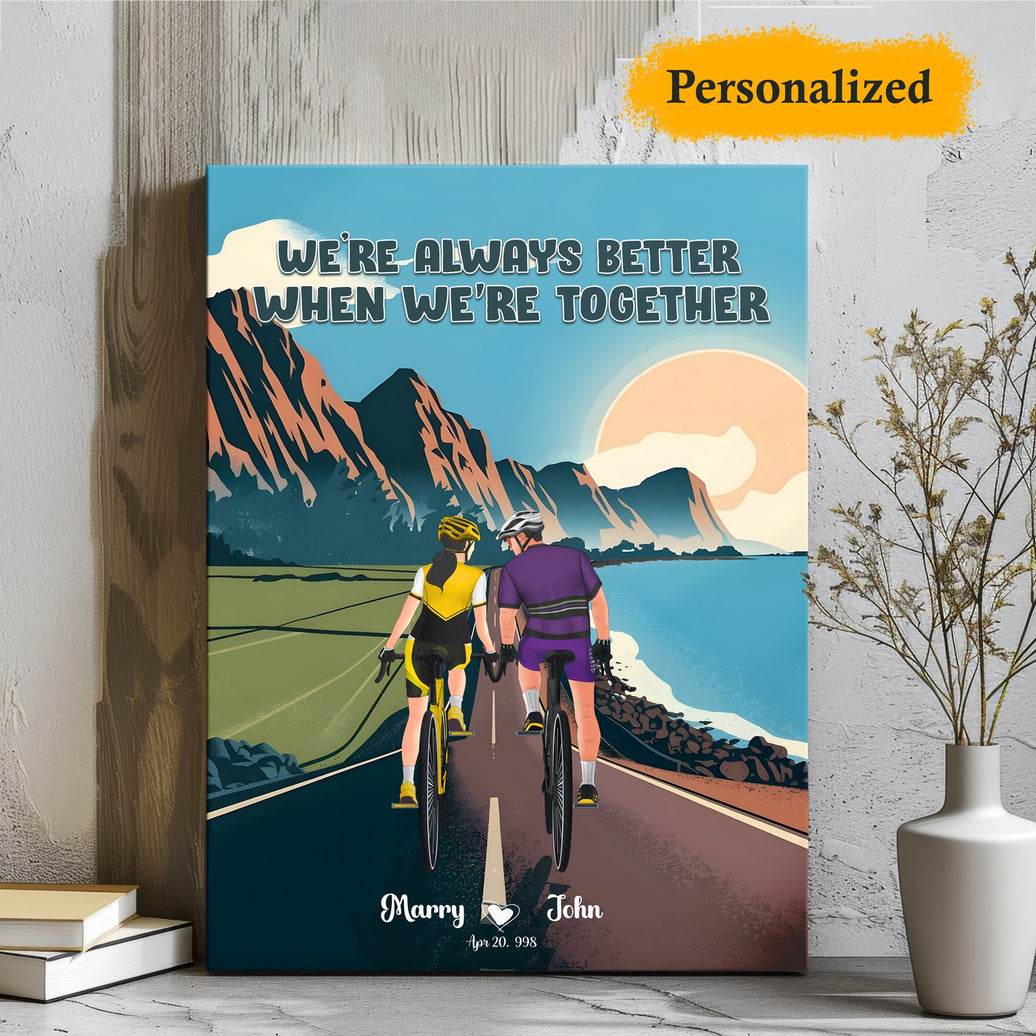 Husband and Wife Cycling Partner For Life Personalized Cycling Canvas, Gift For Cyclist