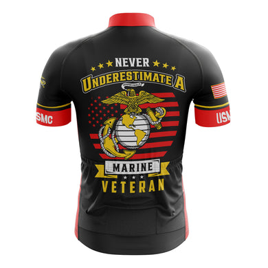 USMC Marine Corps Cycling Jersey - Never Underestimate A Marine Veteran Jersey & Bib Shorts